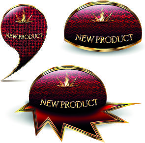 glowing new product labels vector