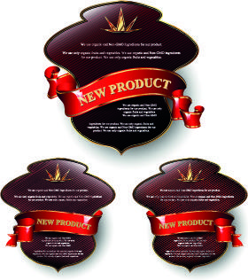 glowing new product labels vector