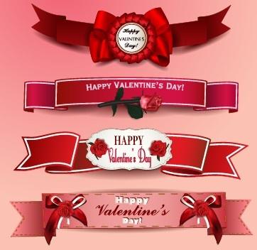 valentine day ribbon banner creative vector