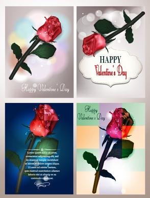 valentines day rose cards design vector