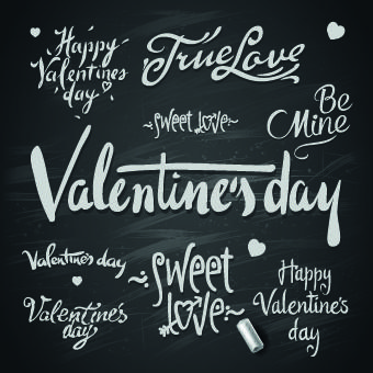 happy valentines day text elements vector