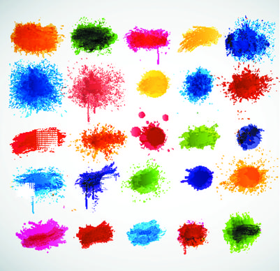 colored paint splashes grunge vector background