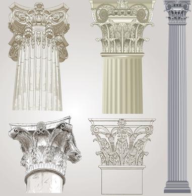 vintage columns design elements vector