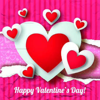 paper heart valentine day vector background