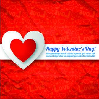 paper heart valentine day vector background