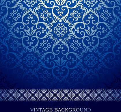 blue floral ornament vintage background vector