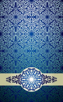 blue floral ornament vintage background vector