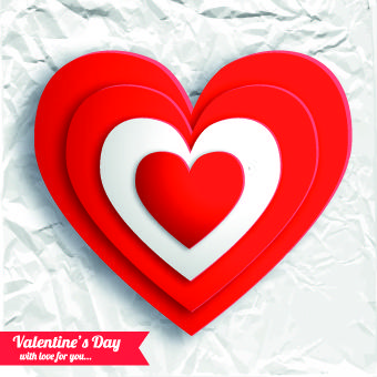 paper heart valentine day vector background