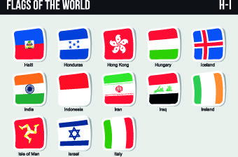 world flags stickers design vector set