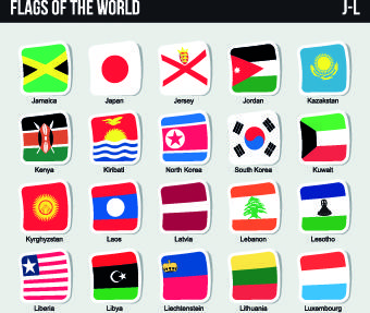 world flags stickers design vector set