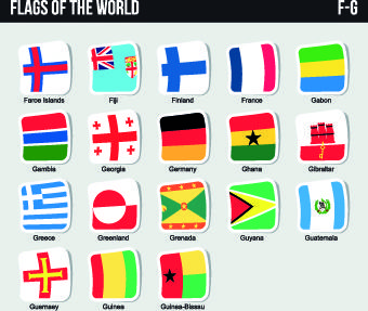 world flags stickers design vector set