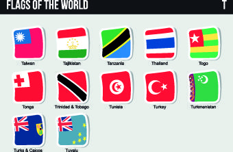 world flags stickers design vector set