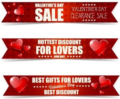 valentine day big sale vector banners set