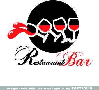 restaurant logos design elements vectors set