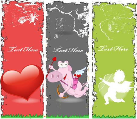 grunge valentines banners design elements