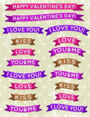 valentine ribbon banner design vector