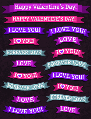 valentine ribbon banner design vector