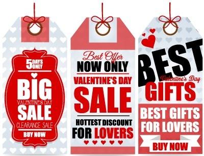 valentine day big sale tags vector