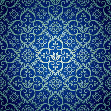 blue floral seamless pattern design vector