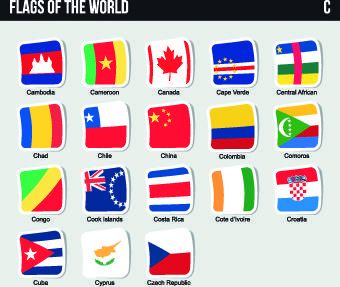 world flags stickers design vector set