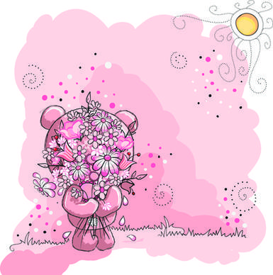 cute bears baby cards design vector