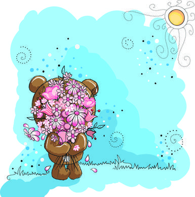 cute bears baby cards design vector