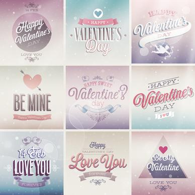 vintage valentine day ornament labels vector