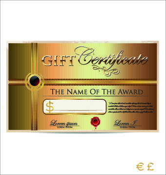 luxurious gift certificate golden template vector