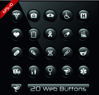 shiny black web button design vector