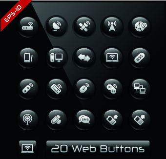 shiny black web button design vector