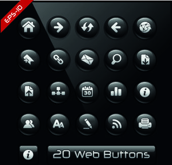 shiny black web button design vector