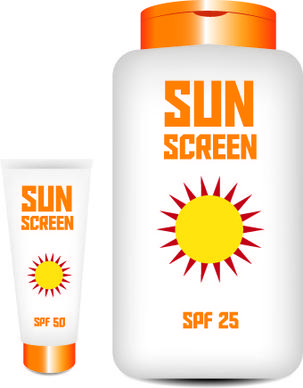 cosmetics sunblock lotions design elements vector