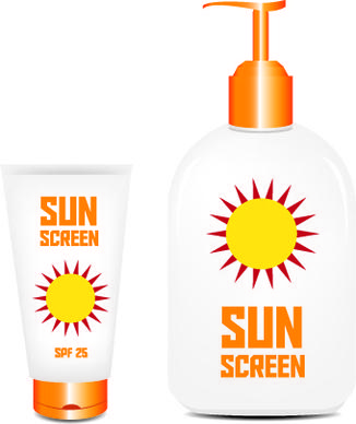 cosmetics sunblock lotions design elements vector