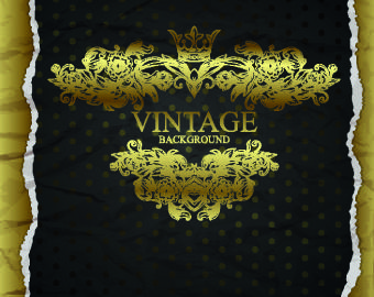 tear paper and vintage golden background vector