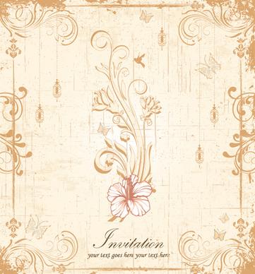 floral elegant invitation cards vector set