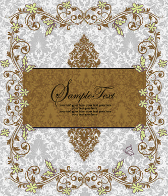 floral retor invitations background vector