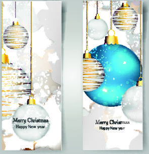 shiny christmas balls banner design vector