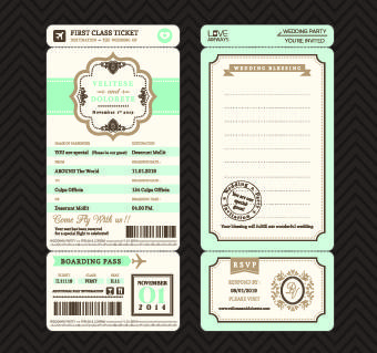 aircraft ticket design vector set