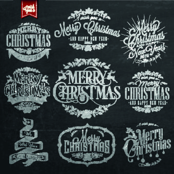 black style christmas typographic vector