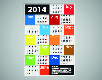 2014 new year calendar vector set