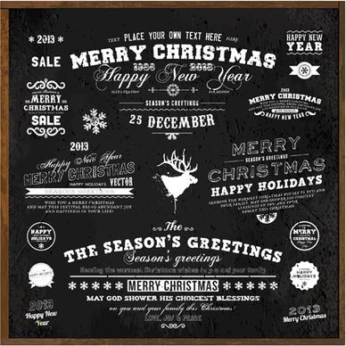 black style christmas ornaments elements vector