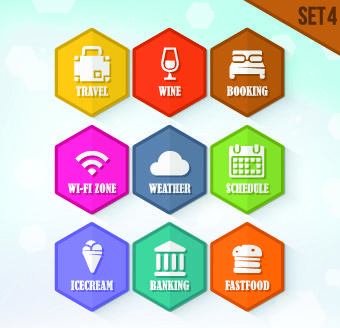 hexagon icons design vector set