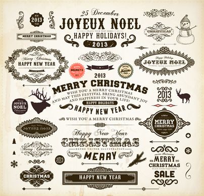 retro christmas labels desing vector