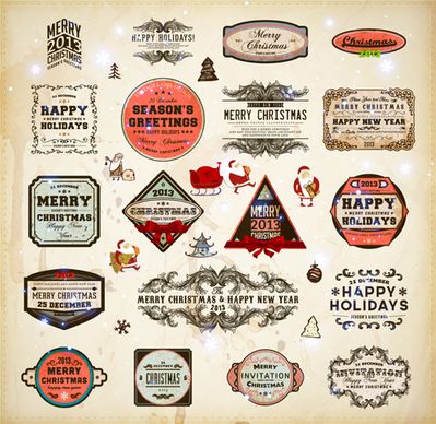 retro christmas labels desing vector