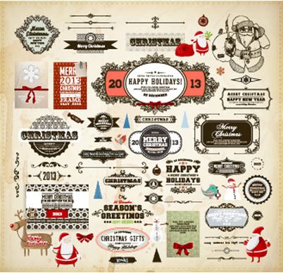 retro christmas labels desing vector