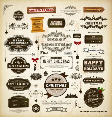 retro christmas labels desing vector