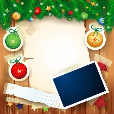 christmas photo frame background vector