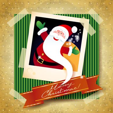 christmas photo frame background vector