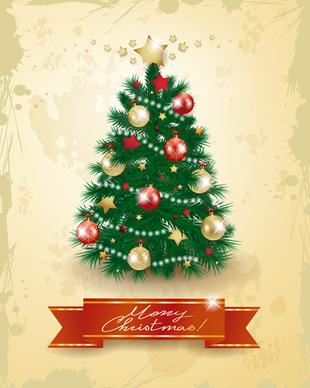 christmas tree with grunge background vector