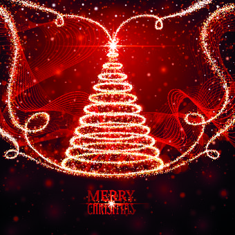 red christmas elements background vector set